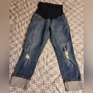 Indigo blue maternity crop jeans